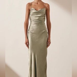 LA LUNE LACE BACK MAXI DRESS - SAGE GREEN - WORN ONCE FOR PICTURES SIZE  US 6